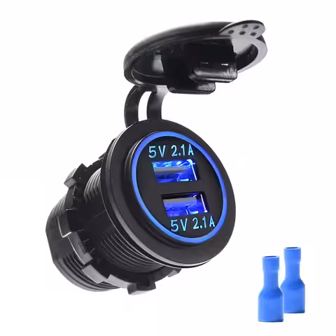 Autós Szivargyújtó Aljzat Dupla USB-vel 12V/24V – Paneltöltő 2x 2.1A LED-del és Védelemmel