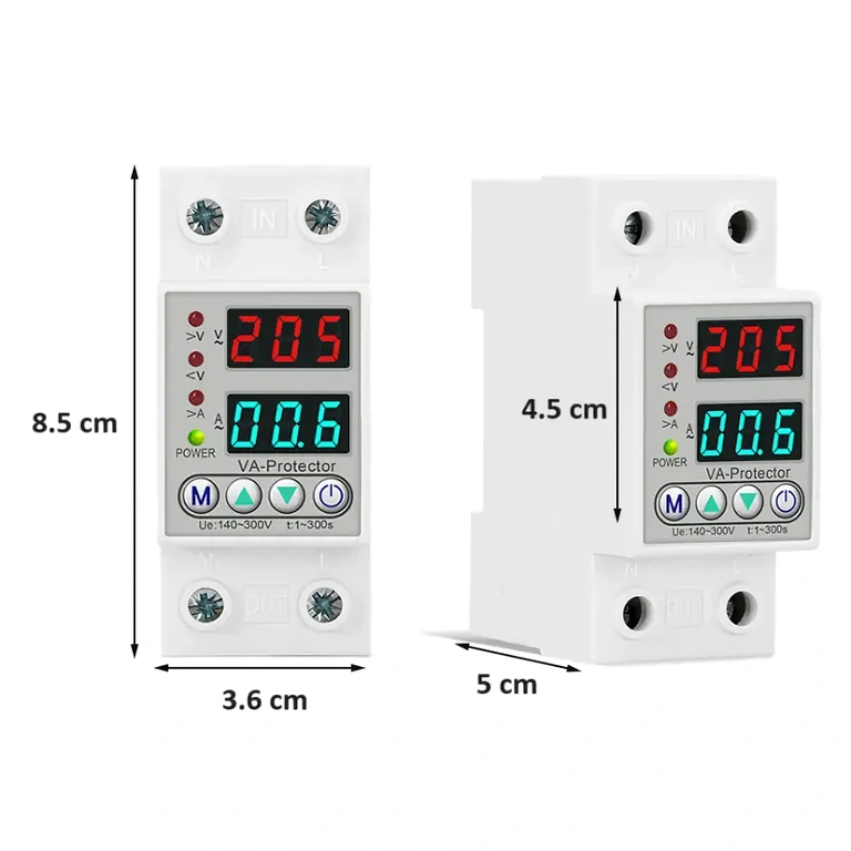Monofázisú elektromos védőrelé 220V Túlfeszültség- és túláram védelem relé 220V-hoz