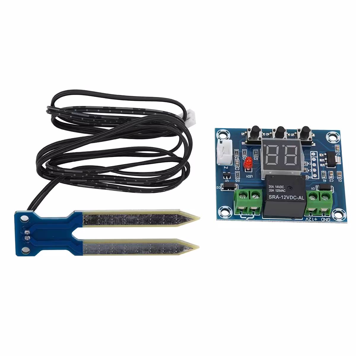 LED kijelzős vezérlő a talaj vagy cserepes növények nedvességének mérésére