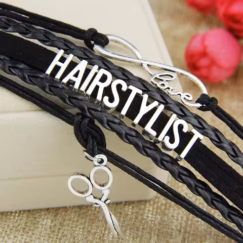 Fodrász Bőr Karkötő Fekete – Professzionális Kiegészítő Barber és Hajstylistok Számára