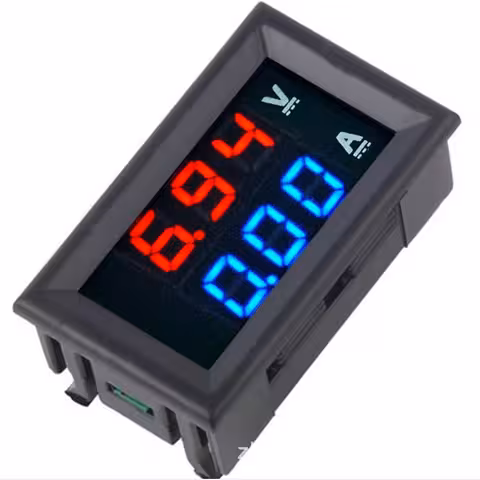 Digitális Panel Volt-Ampermérő 0–100V 0–10A – LED Voltmérő és Ampermérő Piros-Kék