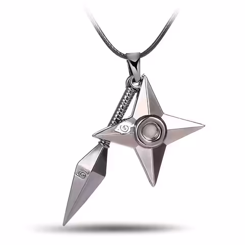 Naruto Uzumaki Cosplay Nyaklánc Kunai és Shuriken Medállal – Anime Kiegészítő