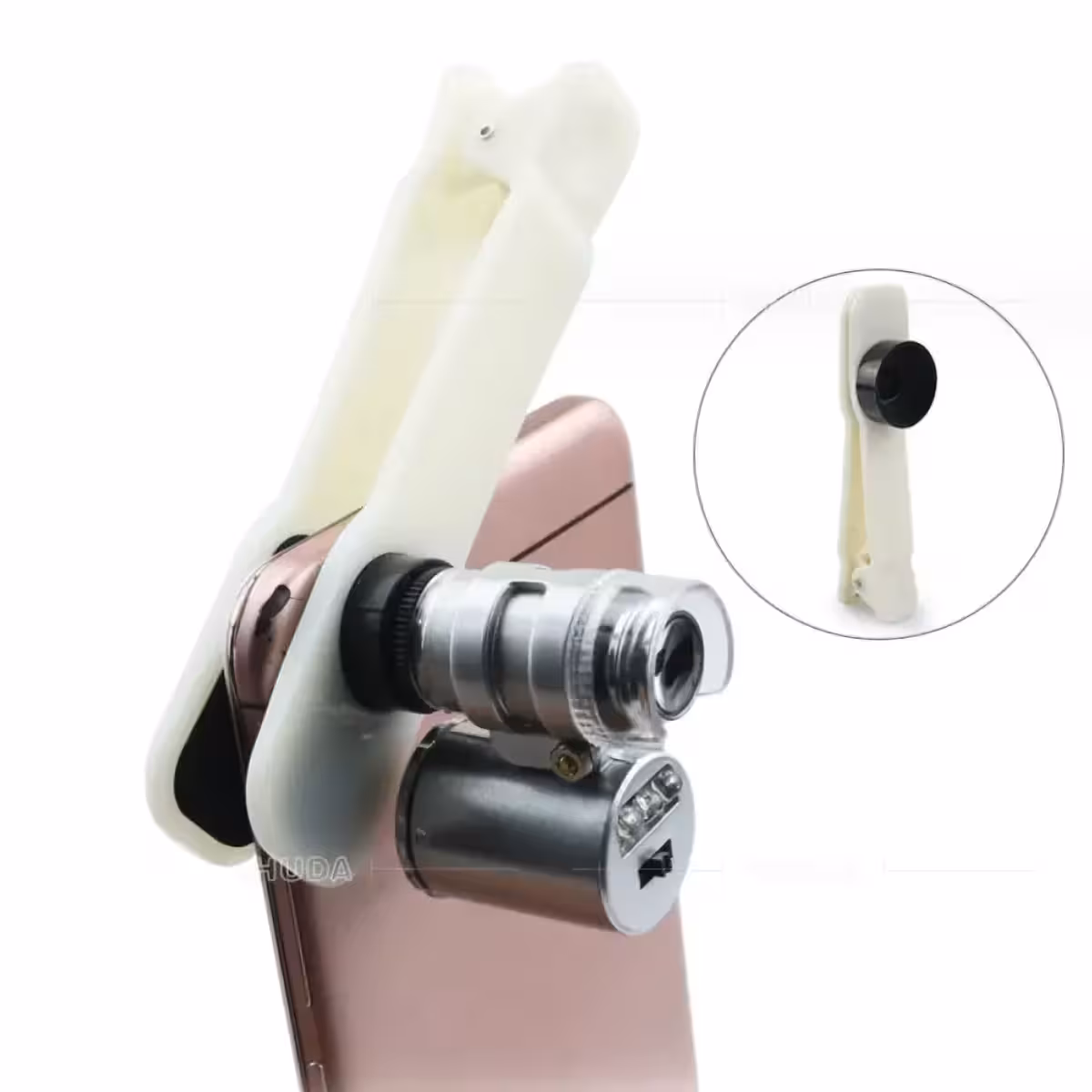 Mikroszkóp telefonadapterrel a mikroszkópikus részletek fényképezéséhez