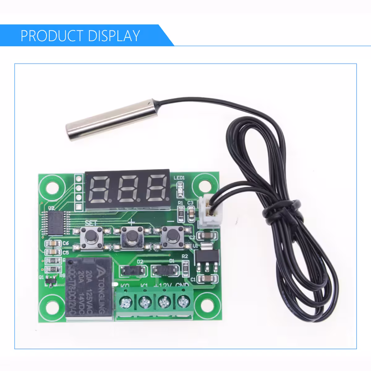 Digitális kijelző tizedes hőmérséklet megjelenítéséhez a W1209 termosztátnál