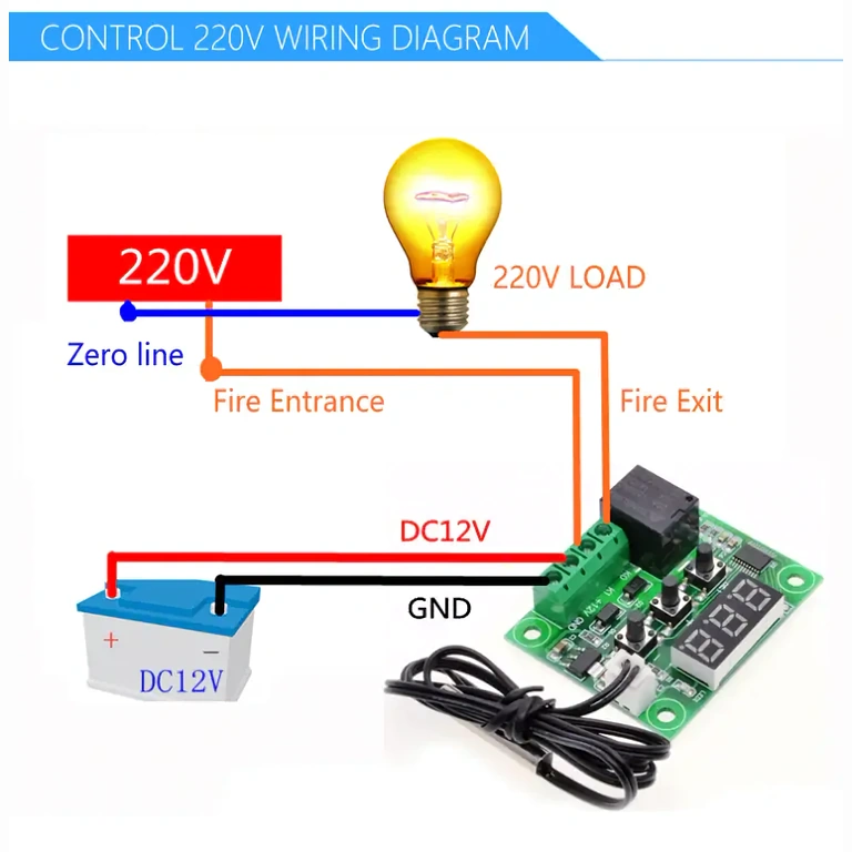 W1209 bekötési rajz 220V AC-re Teljes diagram a W1209 termosztát 220V-os hálózatra történő csatlakoztatásához