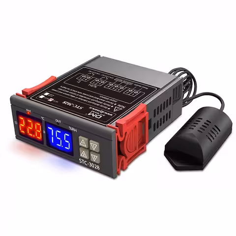 Digitális Termosztát és Higrosztát Vezérlő STC-3028 220V Páratartalom Érzékelővel