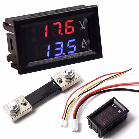 Digitális Volt-Ampermérő 0–100V 100A Beépített Sönten – LED Panel Autóhoz