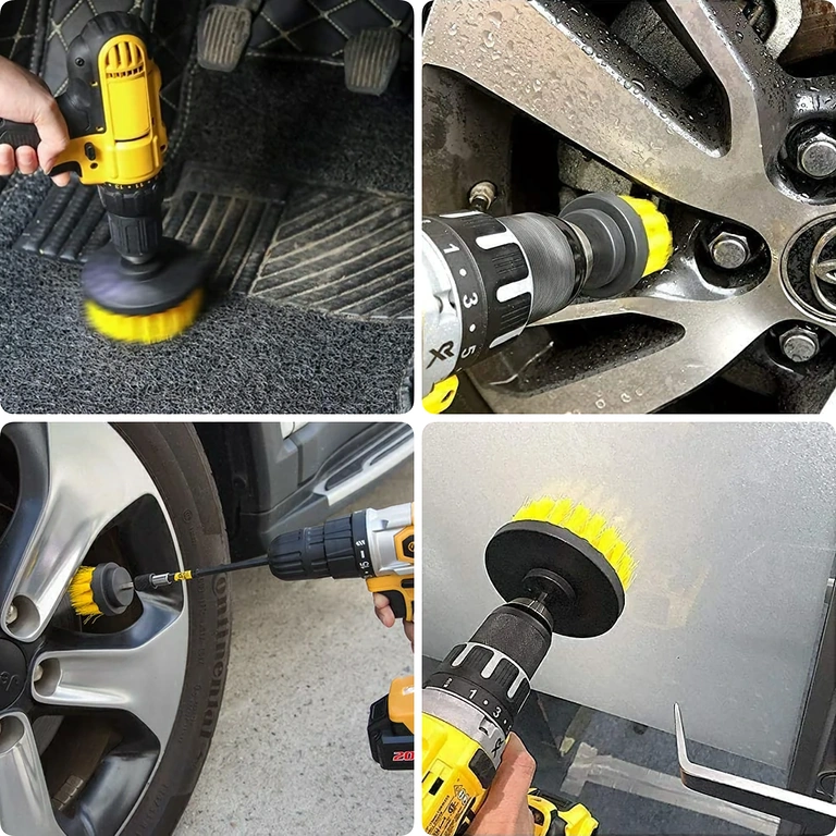 Kefék készlet kerék, kupak és nehezen elérhető sarkok tisztításához