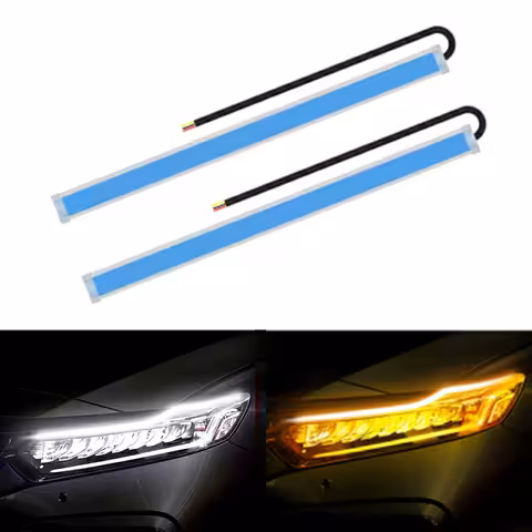 Nappali LED DRL Szalag Fény Dinamikus Irányjelzővel – 2 db 60cm Hajlékony Szalag, IP65 Vízálló