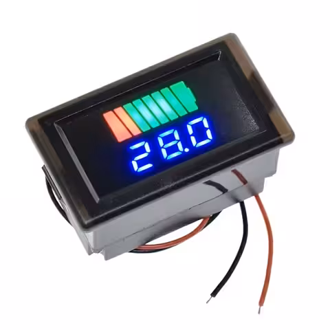 Akkumulátor Töltöttségi Szint Jelző 12V 24V 48V 60V 72V – LED Voltmérő Autóhoz, Motorhoz, Biciklihez, Rollerhez