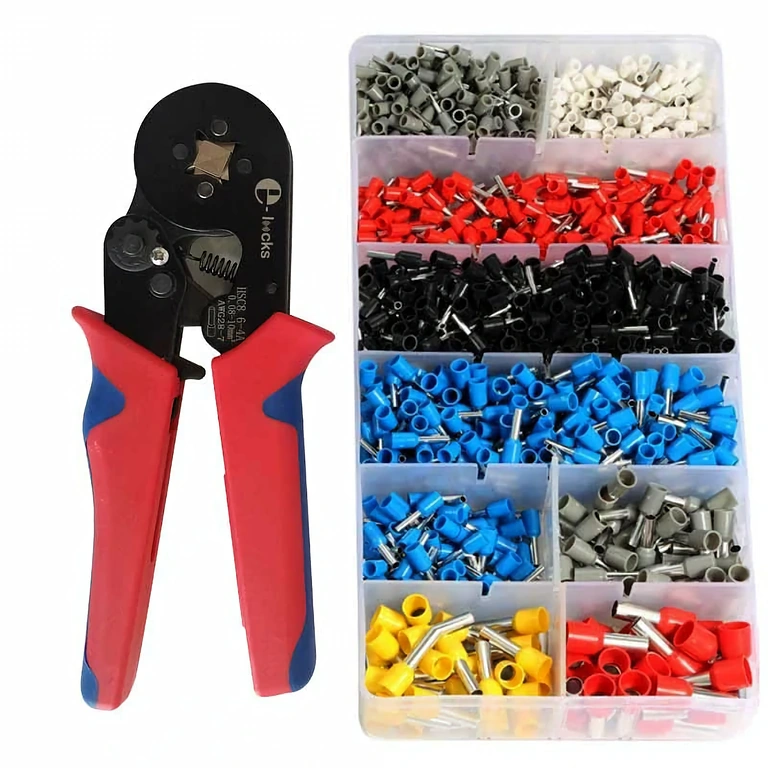 Önbeállító fogó csöves terminálokhoz Állítható fogó racsnis mechanizmussal a hüvelyek krimpeléséhez