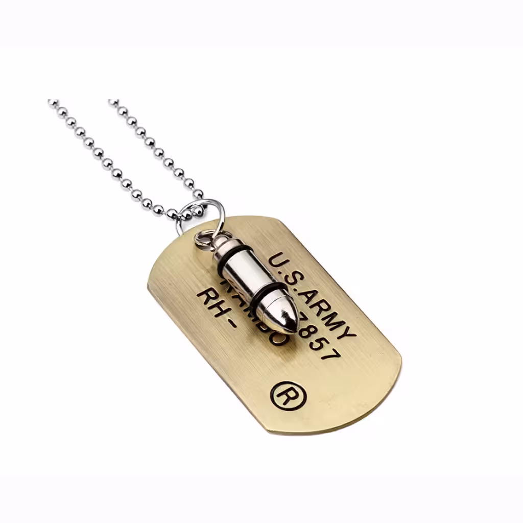 Katonai Dog Tag Nyaklánc Rozsdamentes Acél Golyóval – Férfi Army Nyaklánc 70cm