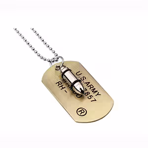 Katonai Dog Tag Nyaklánc Rozsdamentes Acél Golyóval – Férfi Army Nyaklánc 70cm