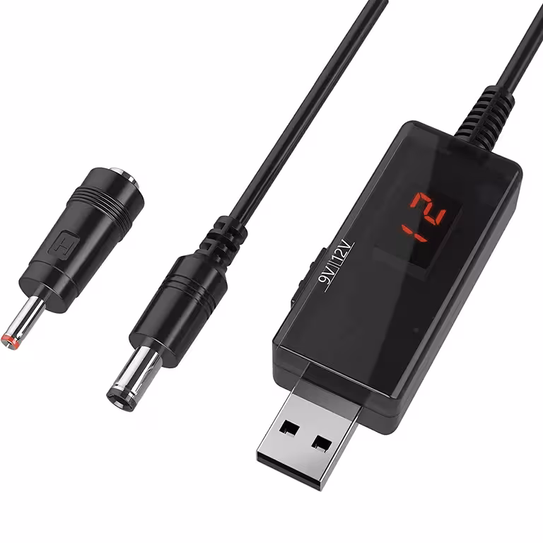 USB Modul 5V-ról 9V / 12V-ra – Step-Up Inverter LED Kijelzővel és UPS Funkcióval Autóhoz, Routerhez és DIY-hoz