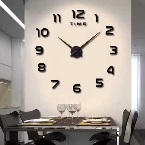 3D Nagy Dekoratív Falióra Modern Designnal, 80-130 cm Állítható – Nappaliba, Konyhába és Irodába