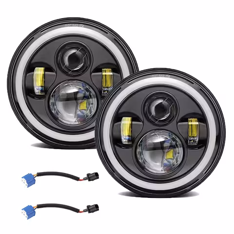 Kerek 7 colos LED Fényszóró Jeep Wranglerhez, Suzuki Samuraihoz, Nissan Patrolhoz – Erős Autó- és Motorvilágítás