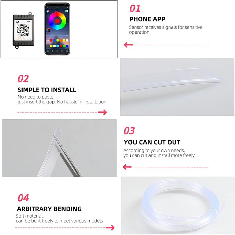 Rugalmas RGB neon kábel autóhoz Rugalmas RGB neonvezeték autódíszítéshez