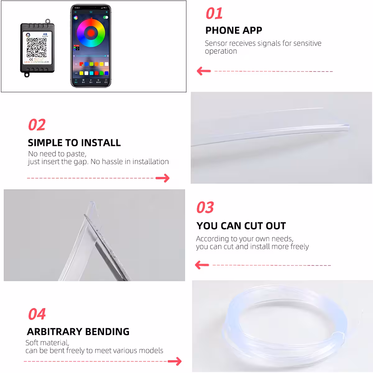 Rugalmas RGB neonvezeték autódíszítéshez