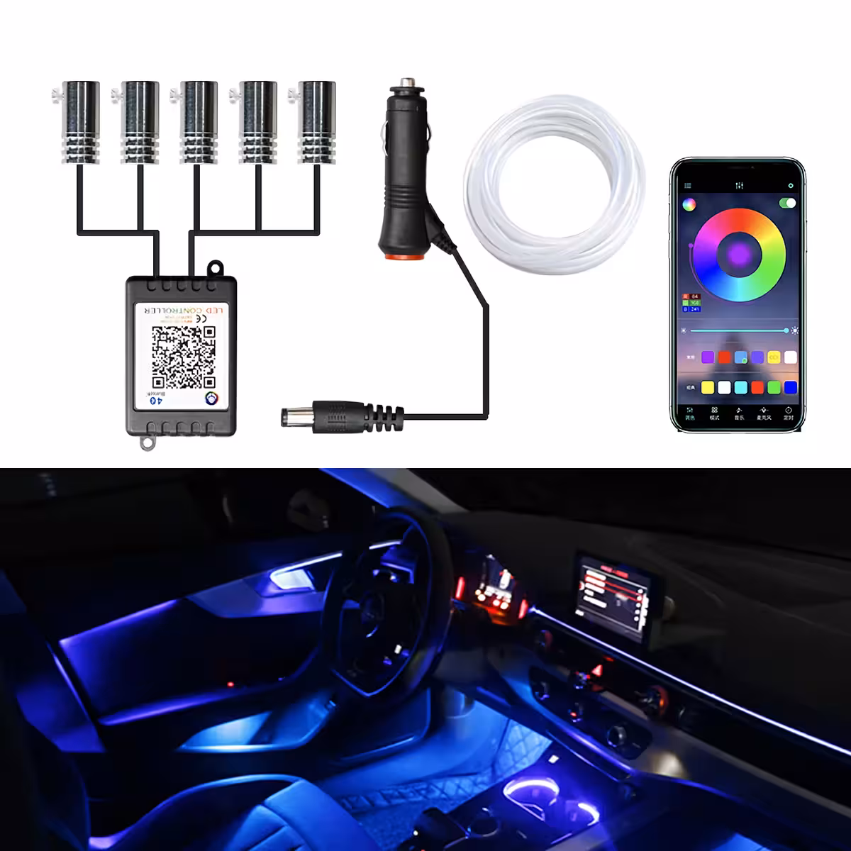 Rugalmas neon világítás autó belső térhez