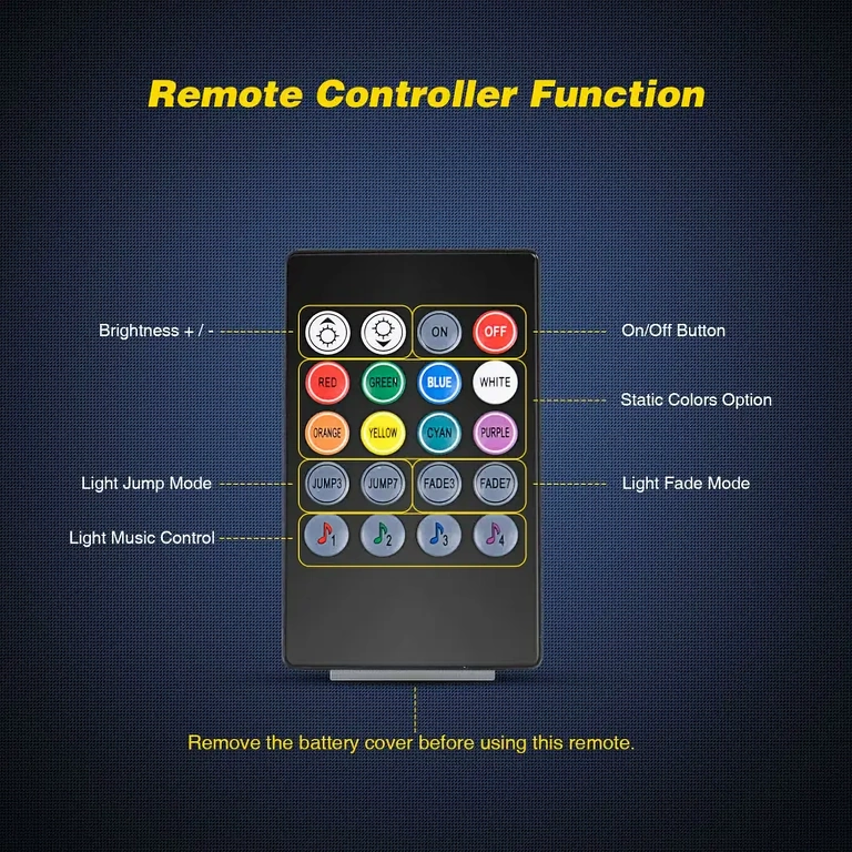 Beltéri autó világítás készlet távirányítóval és több színnel