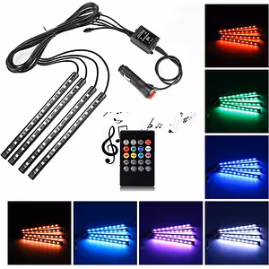 Autós hangulatvilágítás – RGB LED szalag készlet belső világításhoz hangérzékelővel