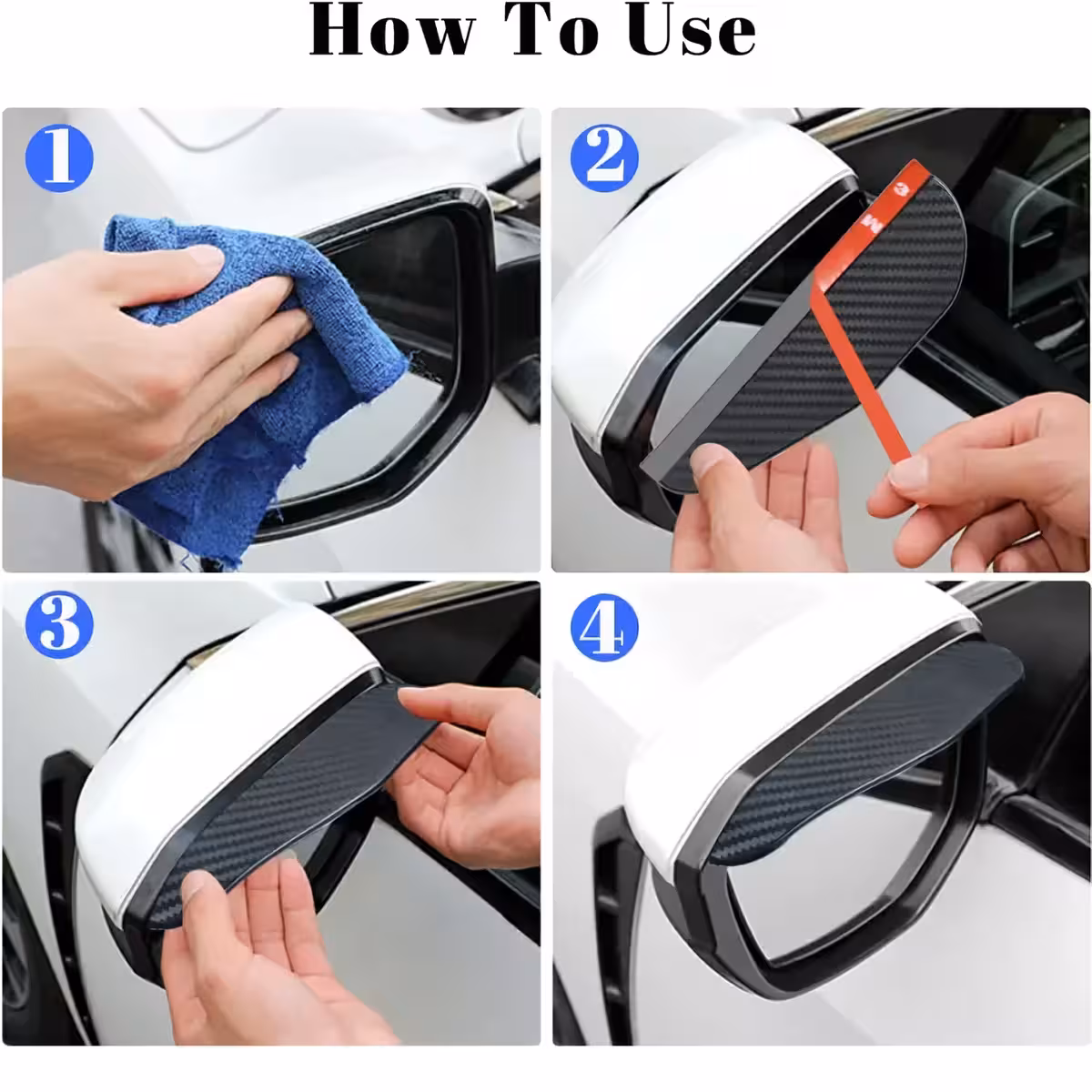 Rugalmas szén hatású tükörvédők autó oldalsó tükrökhöz