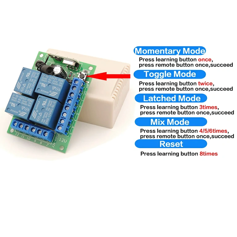 12V távirányítós relé modul ipari és mezőgazdasági automatizálásokhoz