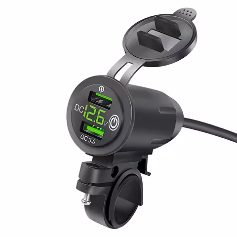 USB telefontöltő voltmérővel, QC 3.0 – Motorkerékpár aljzat gyors töltéshez