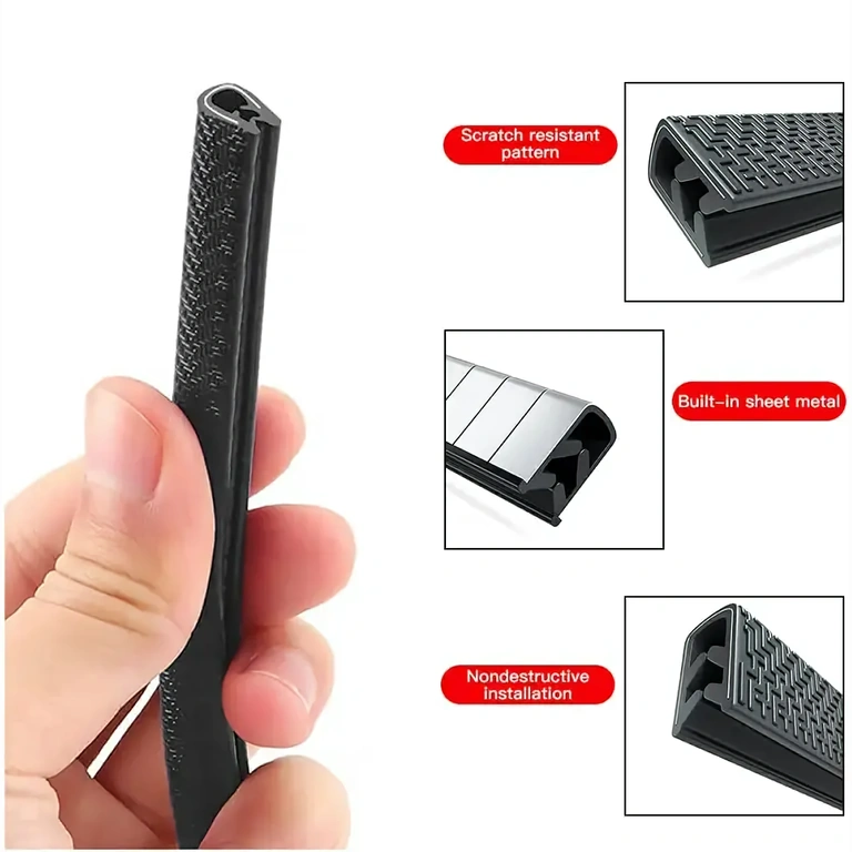 Fémbetétes gumitömítés autóajtók védelméhez