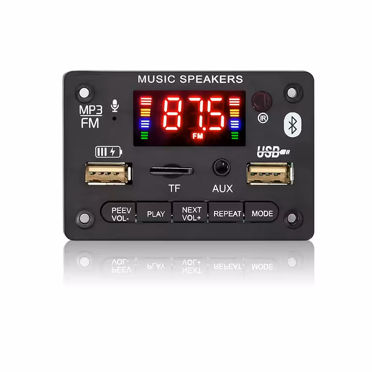 Bluetooth 5.0 Audio Modul FM Rádióval, MP3 és sztereó erősítő 2x40W 5V/12V