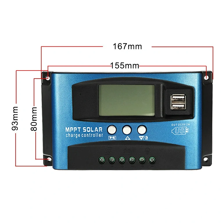 Kompakt kialakítású 100A napelemes vezérlő Kis méretű napelemes töltésszabályzó rendszerekhez