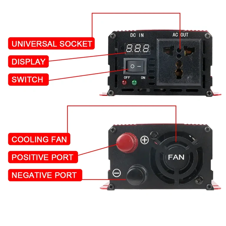 800W szinuszhullám konverter Magas minőségű konverter érzékeny elektromos készülékekhez