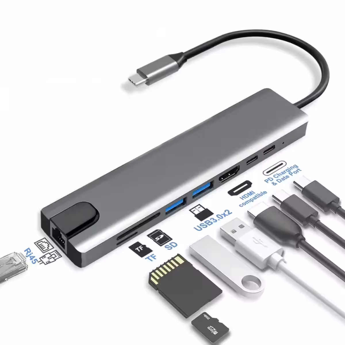 USB-C adapter SD és TF kártya foglalattal