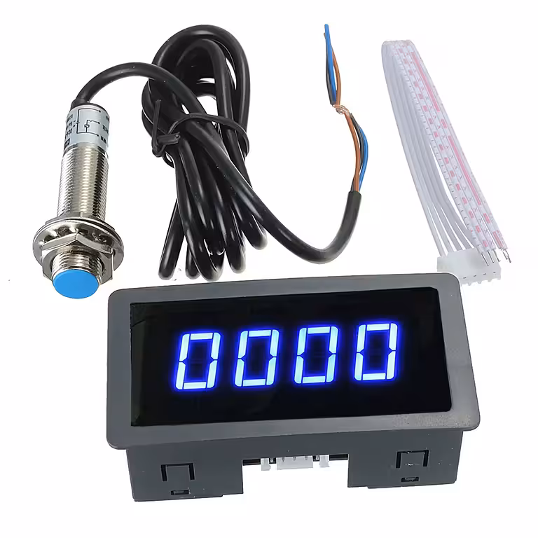 Digitális fordulatszámmérő Hall szenzorral – Traktor, eszterga, kombájn – 12V/24V, LED RPM