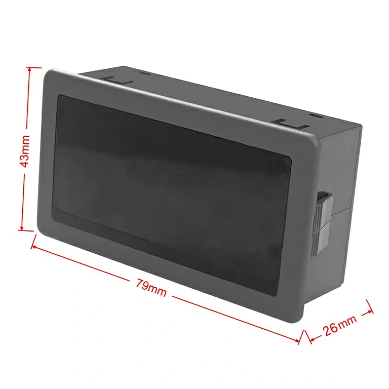 Digitális fordulatszámmérő előlnézet méretek Kép az elektronikus fordulatszámmérő külső méreteiről