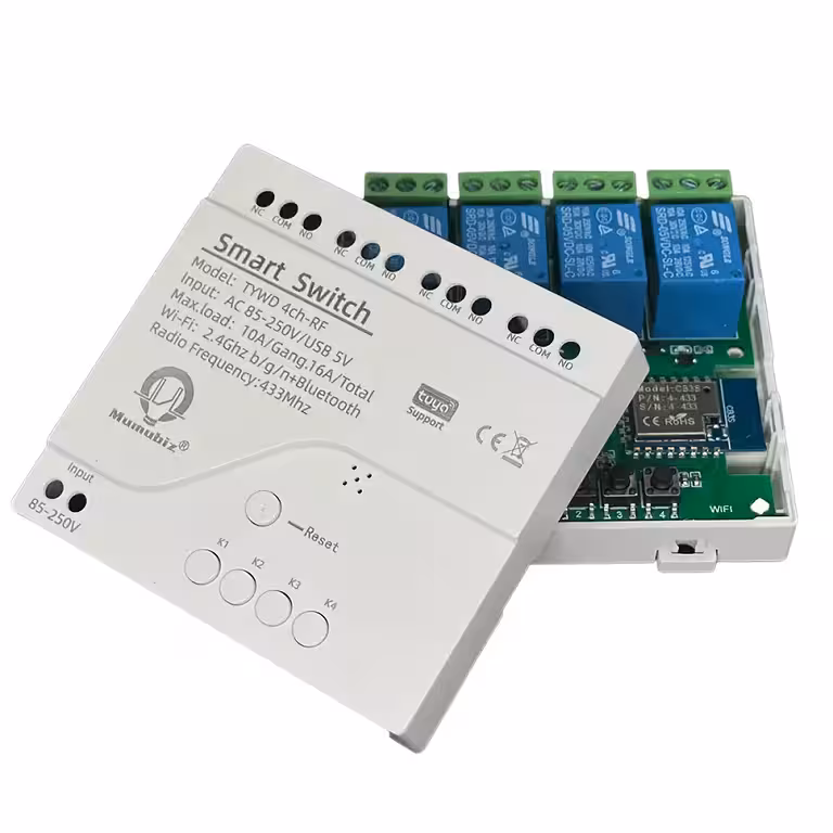 Okos WiFi Relé 4 csatornás – Tuya 220V távoli vezérléssel