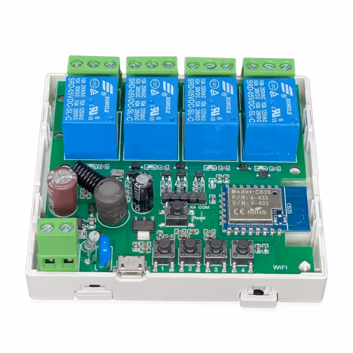 Vezeték nélküli relé modul RF 433MHz kompatibilis, távoli vezérlés alkalmazással