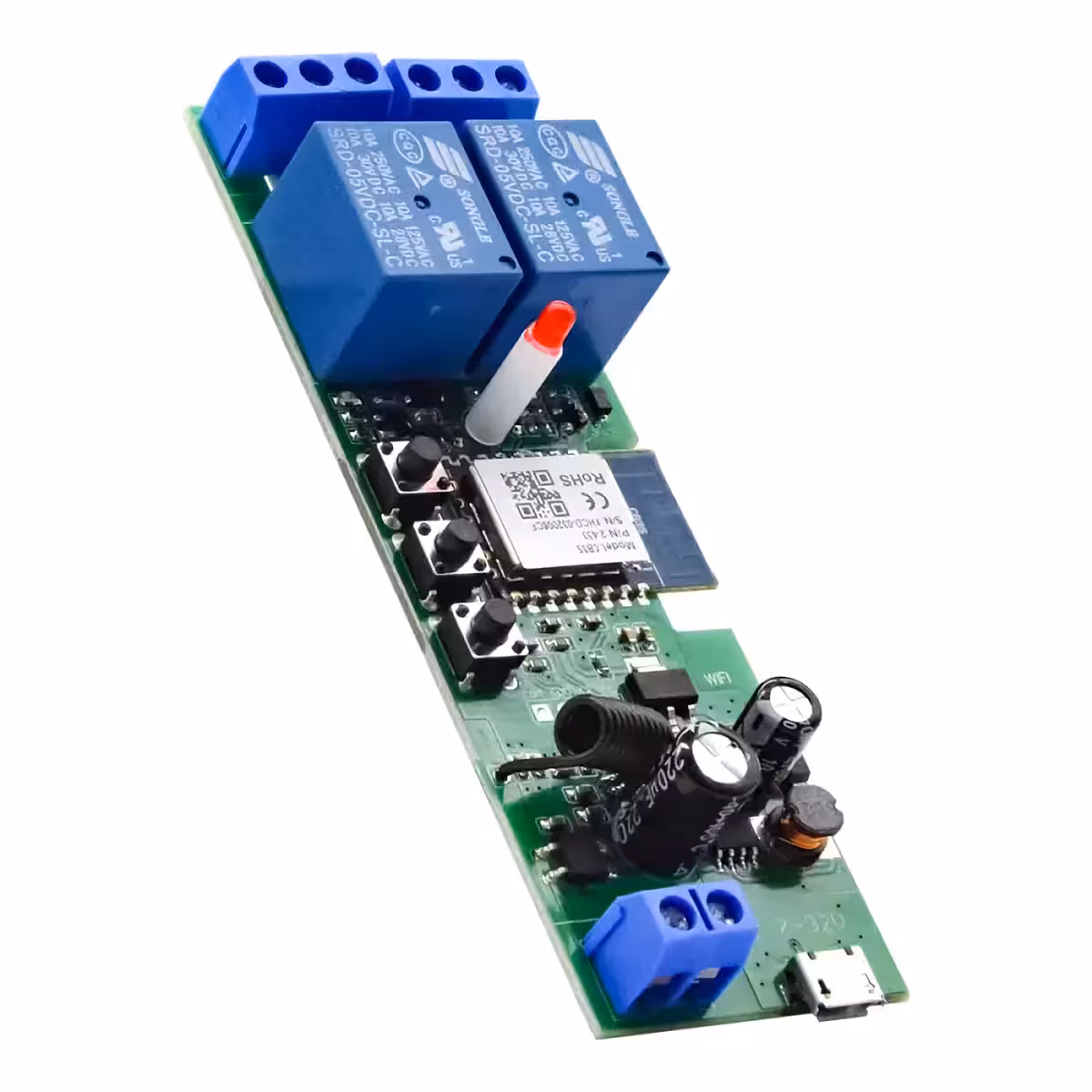 Inching funkció állítható időzítéssel kétcsatornás WiFi reléhez