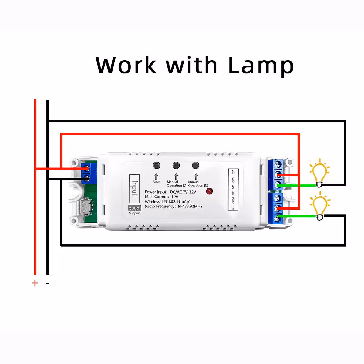 Telepítési séma és csatlakozás okos WiFi relé modulhoz