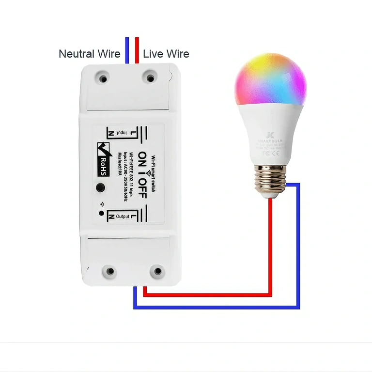 Okos relé elektromos kapcsolási rajz Elektromos séma és telepítési útmutató egycsatornás okos reléhez