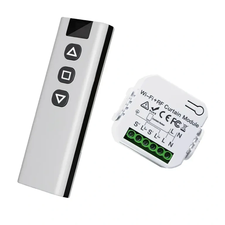 Elegáns távirányító függönyvezérléshez Részlet az okos távirányítóról függönyök, redőnyök vezérléséhez