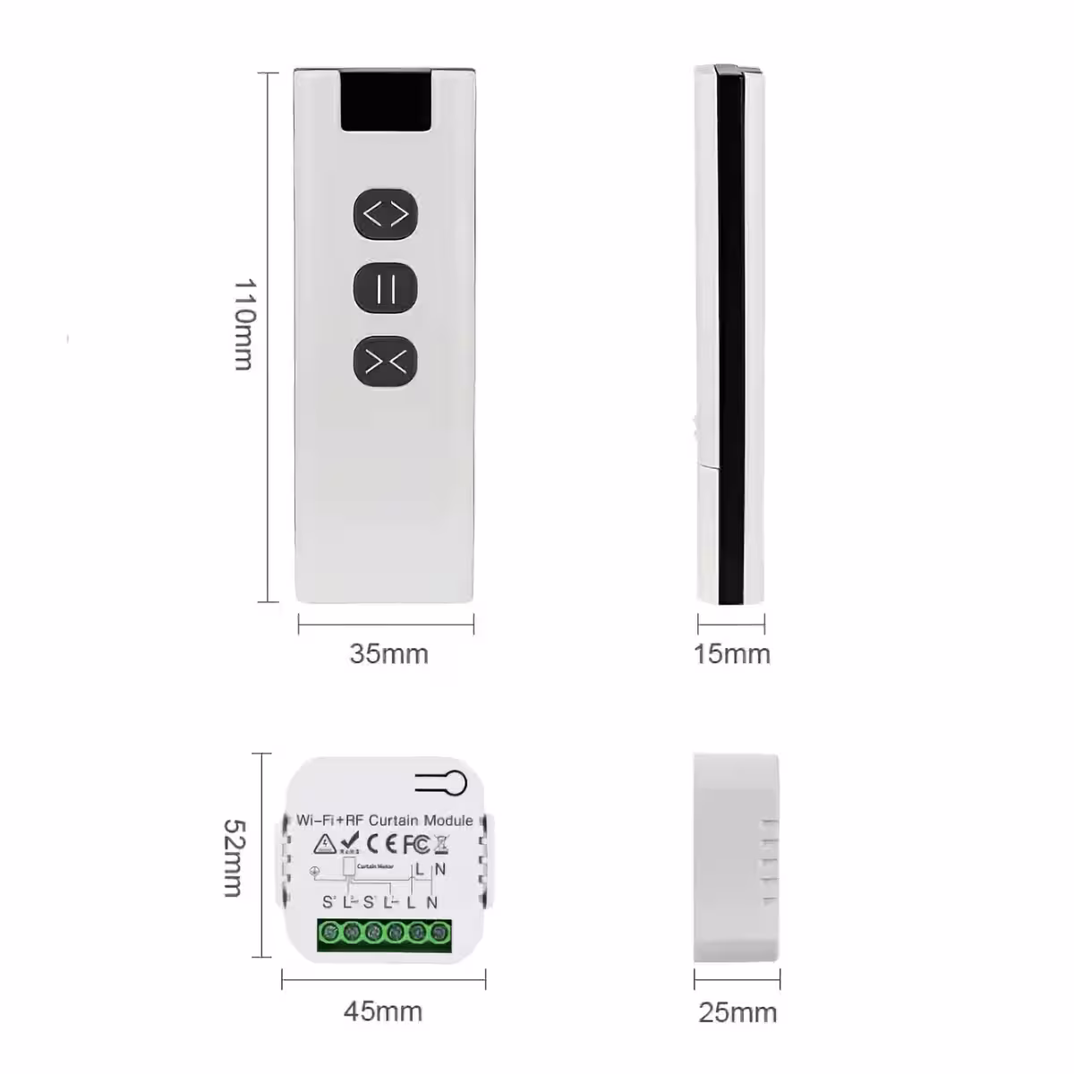Az összes komponens a készletben: vezérlő, távirányító és tartó