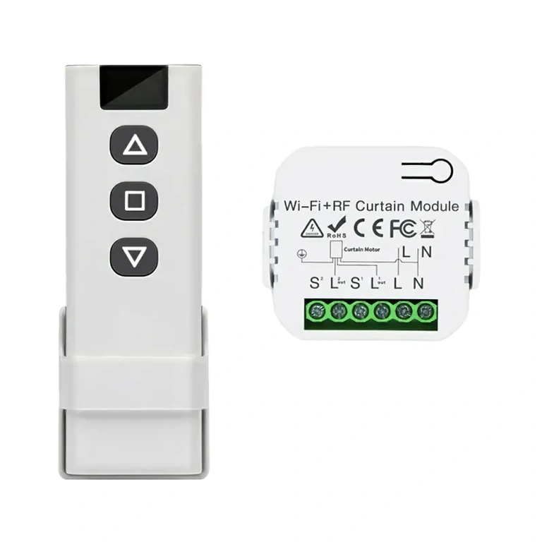 Tuya okos kapcsoló – elölnézet Elölnézeti kép a Tuya vezeték nélküli kapcsolómodulról intelligens vezérléshez