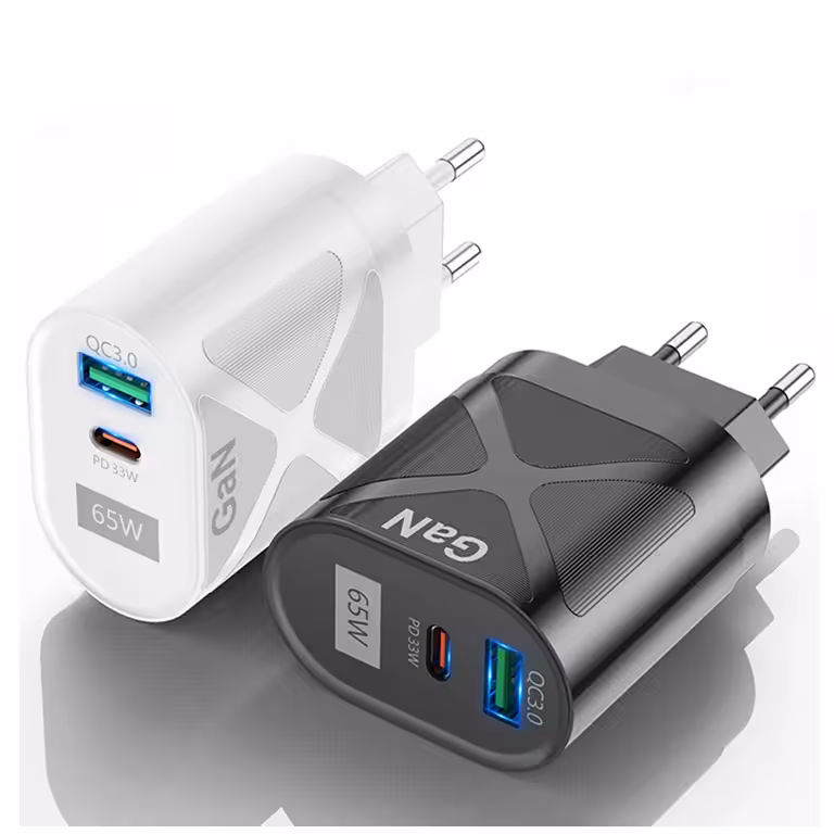 65W GaN Telefon és Tablet Töltő USB-C & USB-A – Gyors töltés PD QC iPhone, Samsung, Android