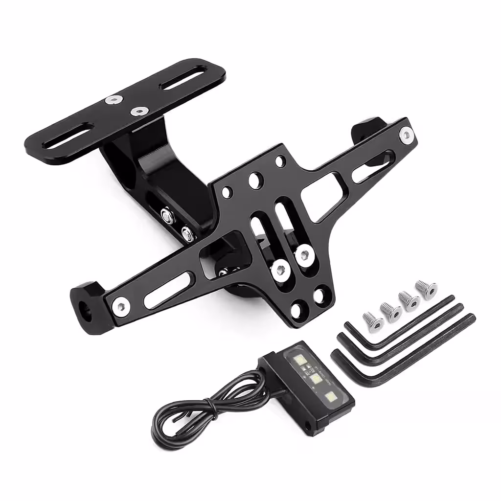 Univerzális Moto rendszámtartó LED-del, sport, lehajtható