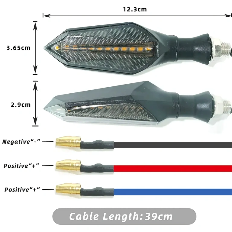 Fekete, kék és piros vezetékkel ellátott irányjelző