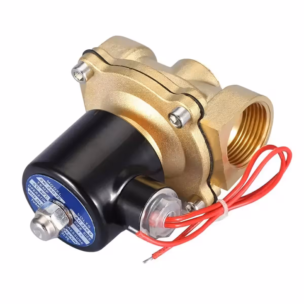 Normál zárt elektromos szelep, 220V tápellátásra nyílik