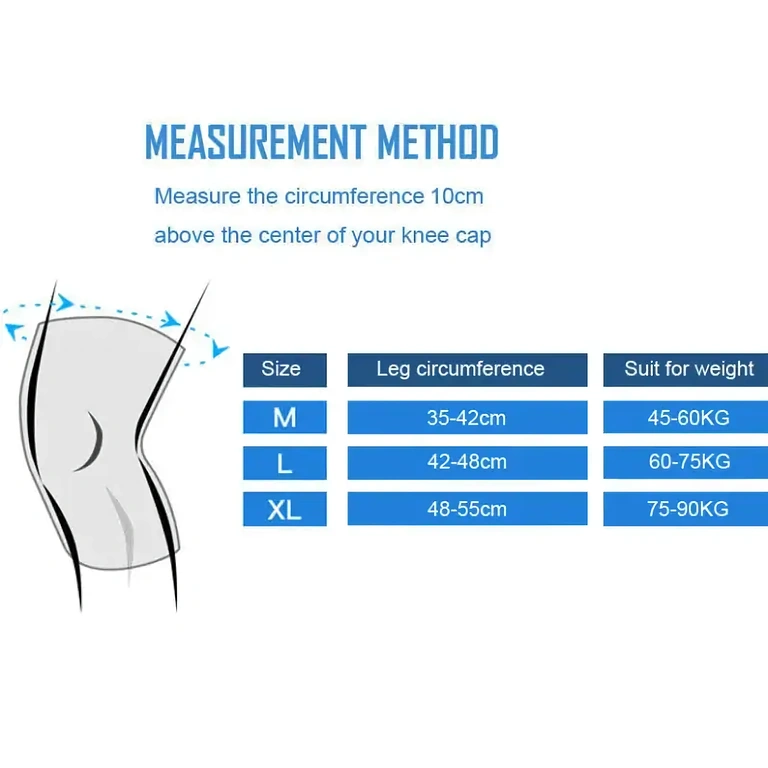 Térdvédő elérhető M, L és XL méretben, különböző kerületekre