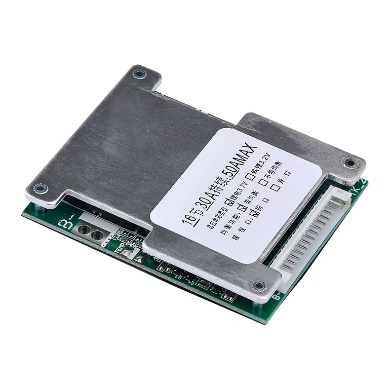 Részletes kép a BMS 16S 60V 40A modul elektronikus táblájáról, közeli nézet