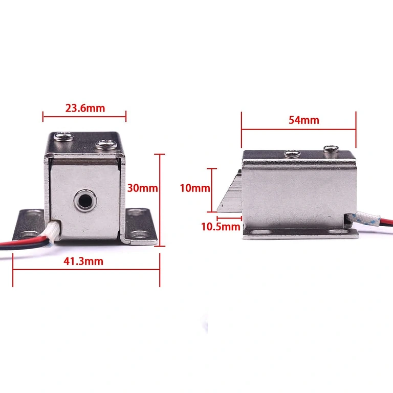 A 12V elektromágneses zár mérete képen feltüntetve